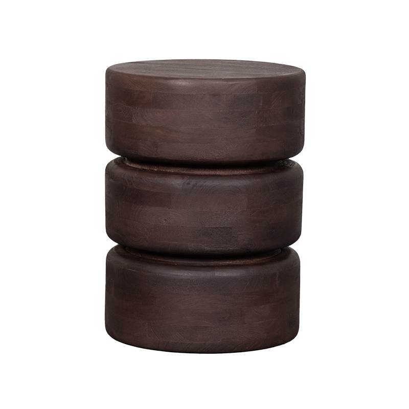 LABEL51 Bijzettafel Milly - Espresso - Mangohout - 35 cm - Rond Milly