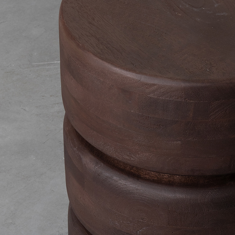 LABEL51 Bijzettafel Milly - Espresso - Mangohout - 35 cm - Rond Mangohout