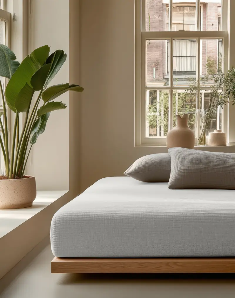 Hoeslaken Mousseline Créme 90 x 200 + 30