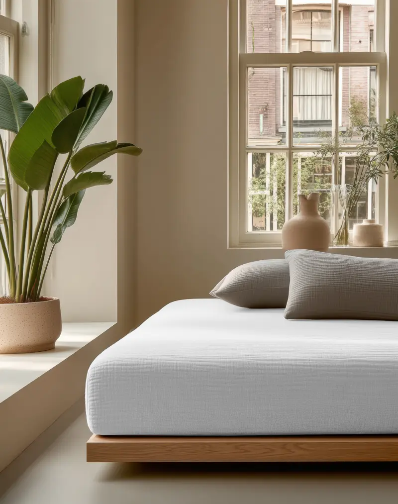 Hoeslaken Mousseline Wit 90 x 200 + 30