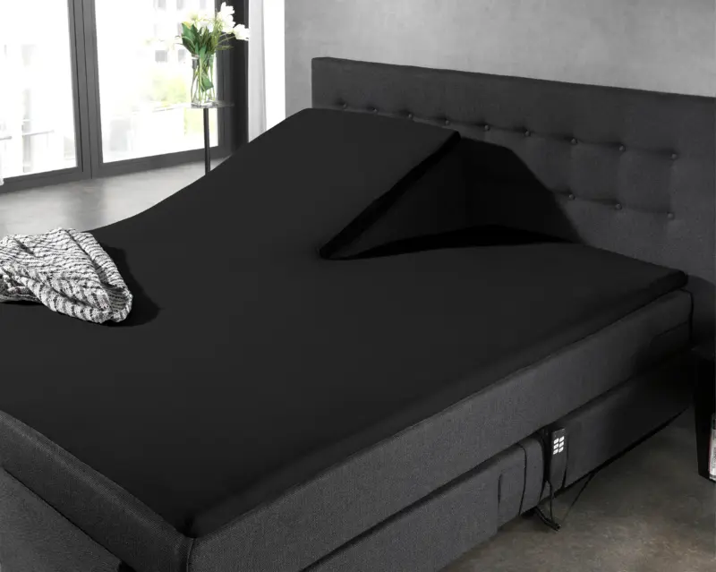 Splittopper Katoen Hoeslaken Zwart 160 x 220