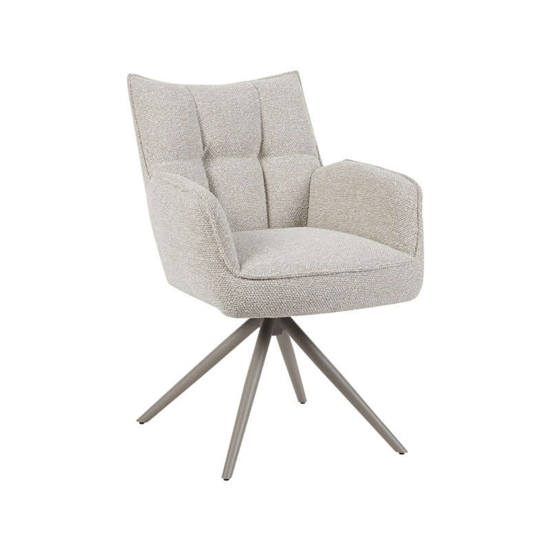 LABEL51 Eetkamerstoel Amalfi - Naturel - - Taupe Metalen Frame Amalfi