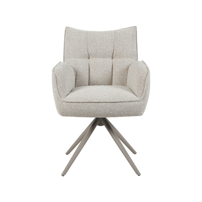 LABEL51 Eetkamerstoel Amalfi - Naturel - - Taupe Metalen Frame