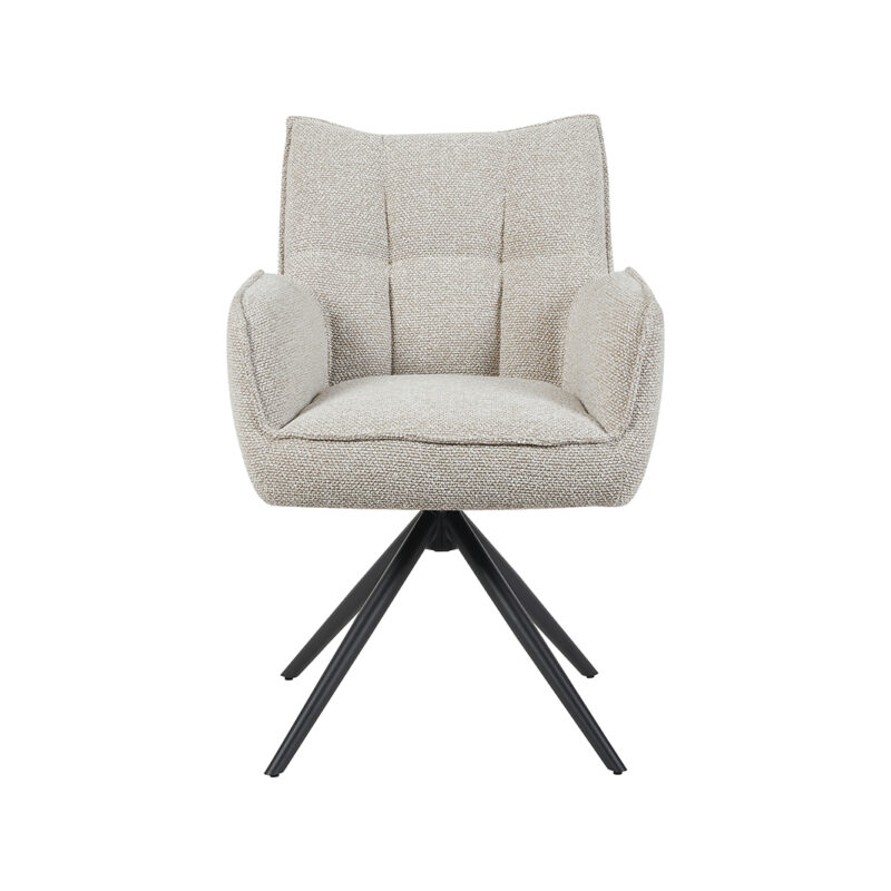 LABEL51 Eetkamerstoel Amalfi - Naturel - - Zwart Metalen Frame Amalfi