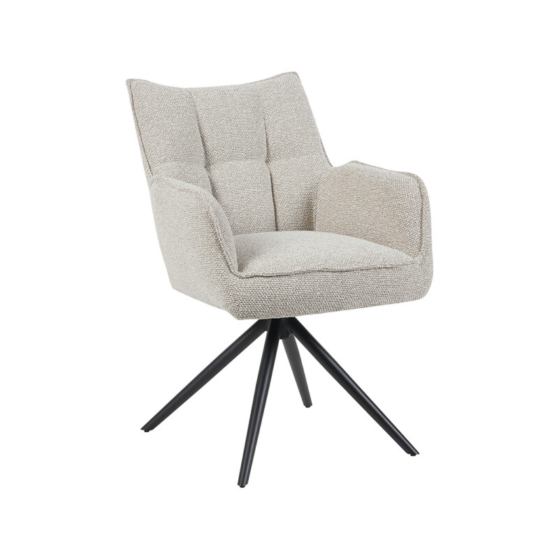 LABEL51 Eetkamerstoel Amalfi - Naturel - - Zwart Metalen Frame