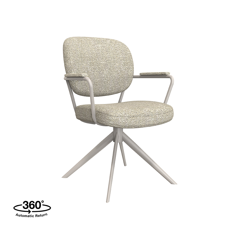 LABEL51 Eetkamerstoel Basel - Naturel - - Taupe Metalen Frame Basel