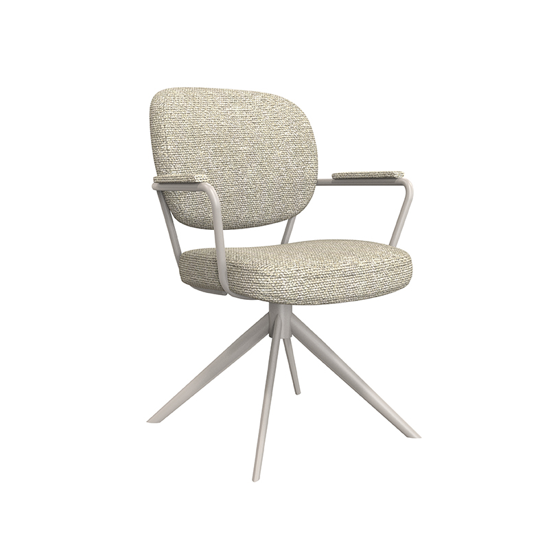 LABEL51 Eetkamerstoel Basel - Naturel - - Taupe Metalen Frame