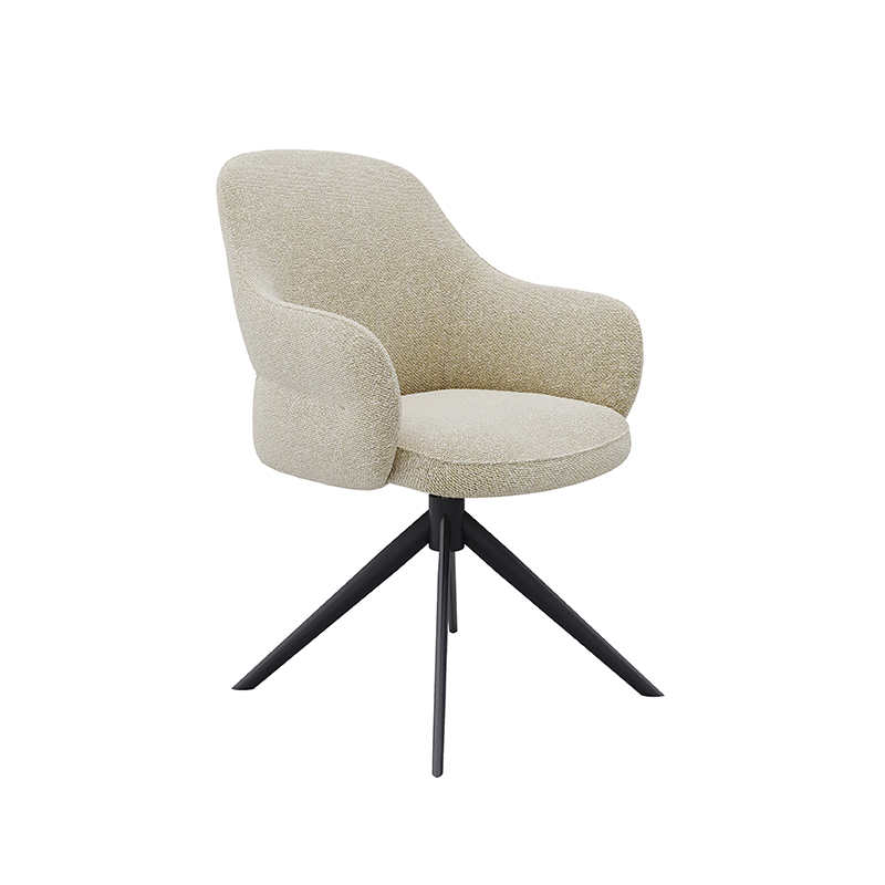 LABEL51 Eetkamerstoel Bern - Naturel - - Zwart Metalen Frame