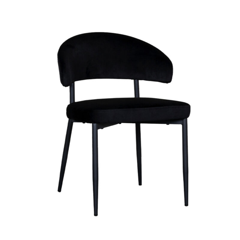 LABEL51 Eetkamerstoel Bliss - Zwart - - Zwart Metalen Frame Bliss
