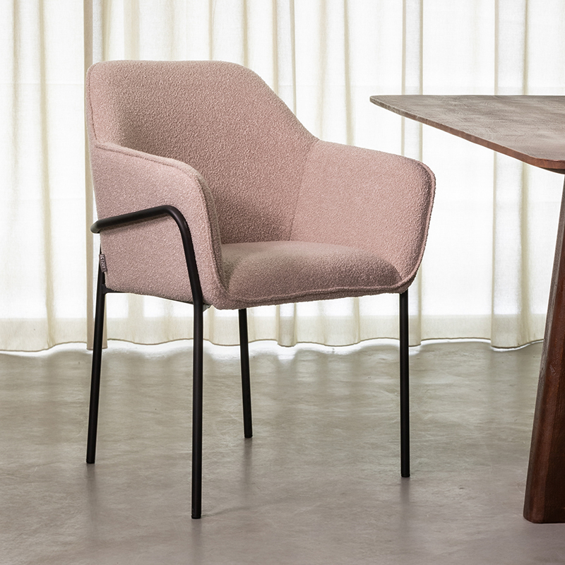 LABEL51 Eetkamerstoel Dexter - Naturel - - Zwart Metalen Frame