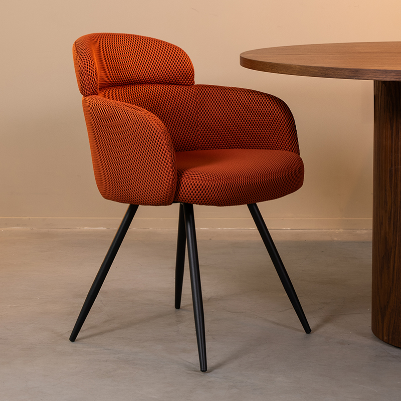 LABEL51 Eetkamerstoel Dinner - Rust - - Zwart Metalen Frame