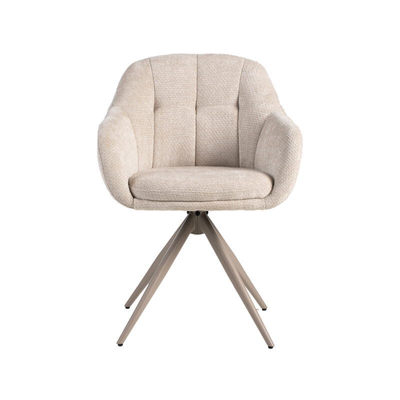 LABEL51 Eetkamerstoel Esma - Naturel - - Taupe Metalen Frame