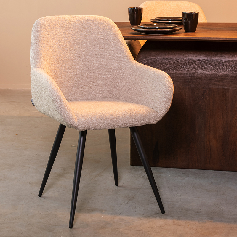 LABEL51 Eetkamerstoel Fender - Naturel - - Zwart Metalen Frame