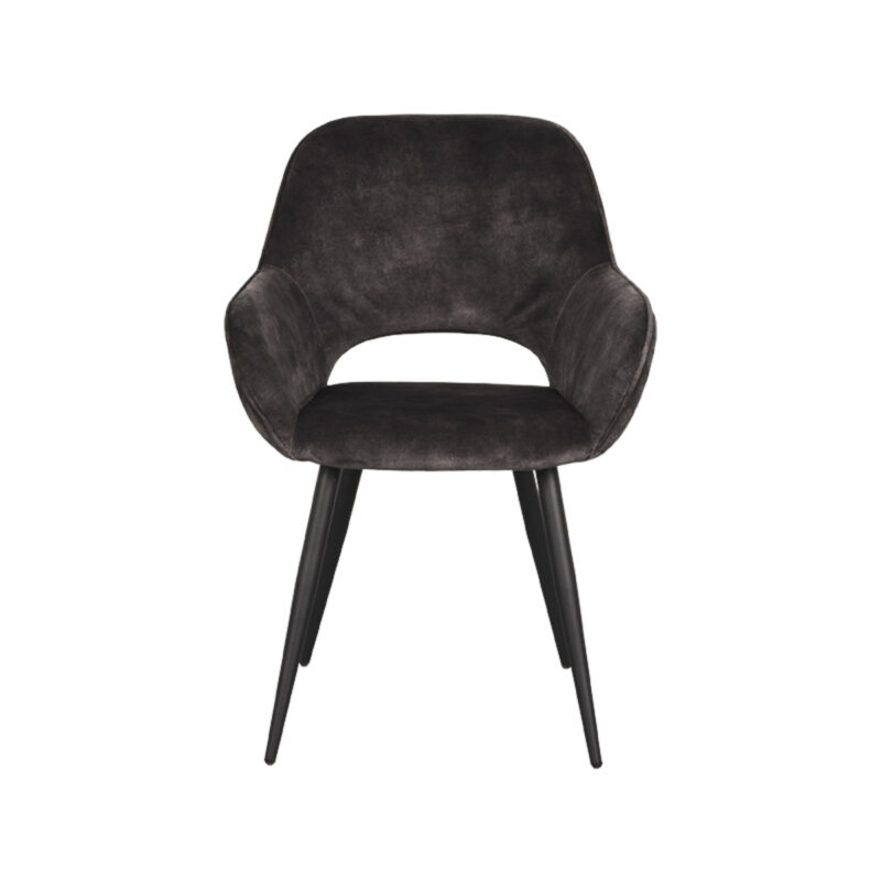 LABEL51 Eetkamerstoel Fer - Antraciet - - Zwart Metalen Frame Fer