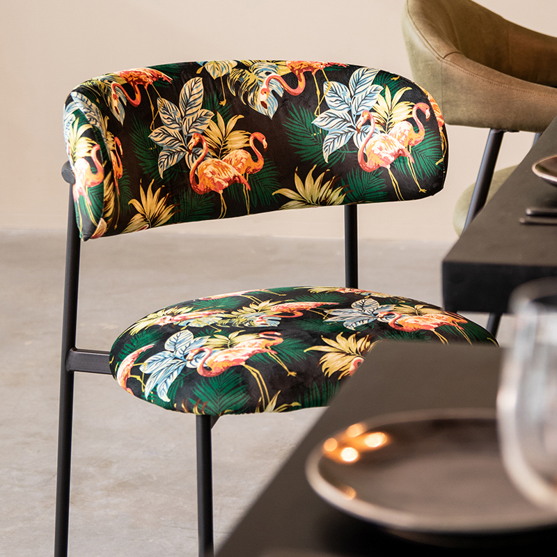 LABEL51 Eetkamerstoel Ferry - Multicolor - - Zwart Metalen Frame