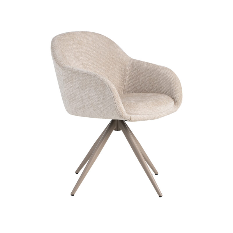 LABEL51 Eetkamerstoel Fiby - Naturel - - Taupe Metalen Frame