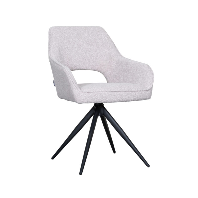 LABEL51 Eetkamerstoel Finley - Naturel - - Zwart Metalen Frame