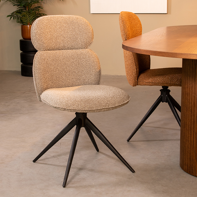 LABEL51 Eetkamerstoel Finn - Mushroom - - Zwart Metalen Frame