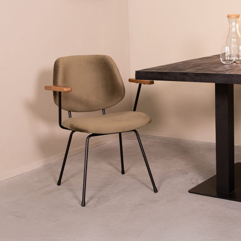 LABEL51 Eetkamerstoel Gastron - Hunter - - Zwart Metalen Frame