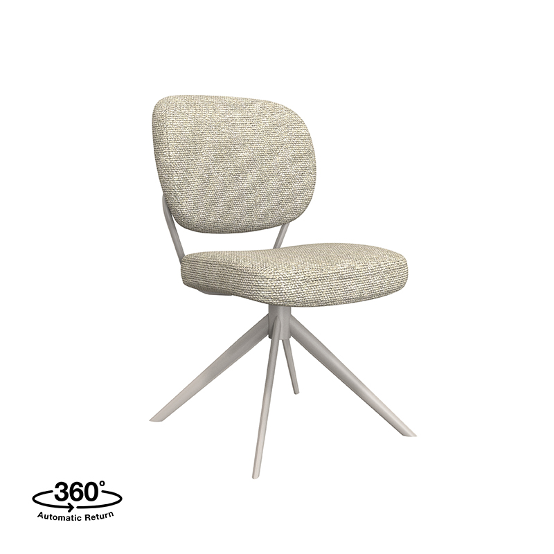 LABEL51 Eetkamerstoel Geneva - Naturel - - Taupe Metalen Frame Geneva