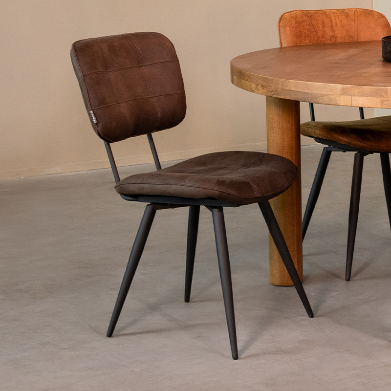 LABEL51 Eetkamerstoel Gus - Antraciet - - Zwart Metalen Frame