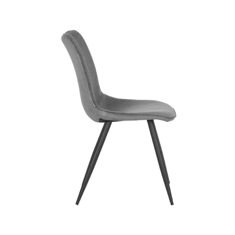 LABEL51 Eetkamerstoel Jort - Donkergrijs - - Zwart Metalen Frame Jort