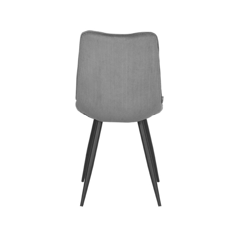 LABEL51 Eetkamerstoel Jort - Donkergrijs - - Zwart Metalen Frame