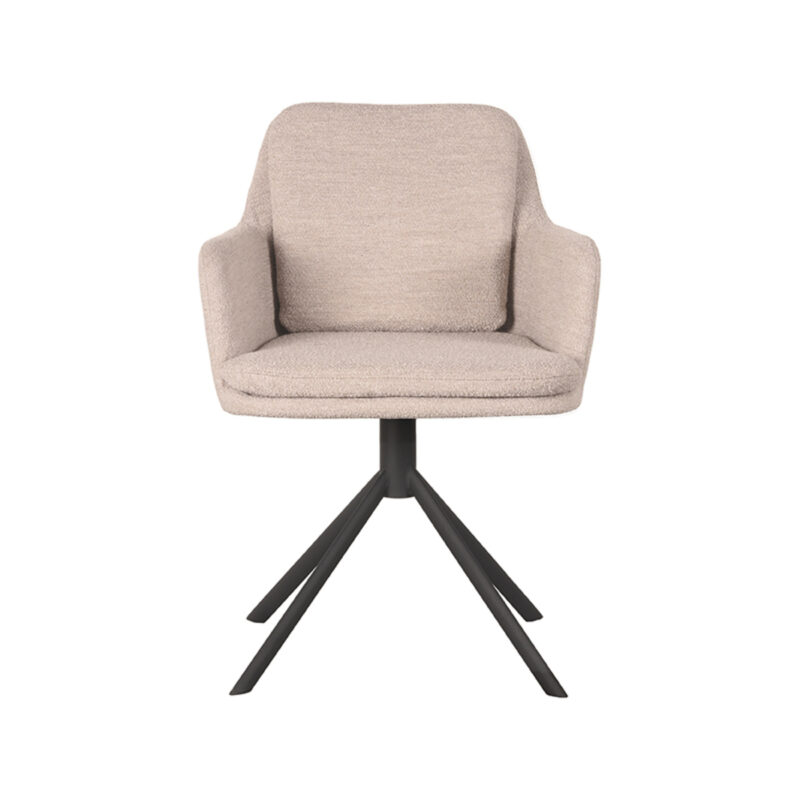 LABEL51 Eetkamerstoel Joy - Naturel - - Zwart Metalen Frame