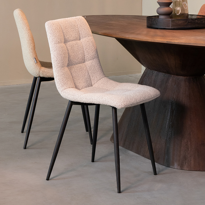 LABEL51 Eetkamerstoel Juul - Champagne - - Zwart Metalen Frame