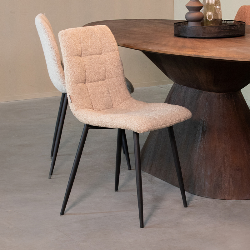 LABEL51 Eetkamerstoel Juul - Zand - - Zwart Metalen Frame