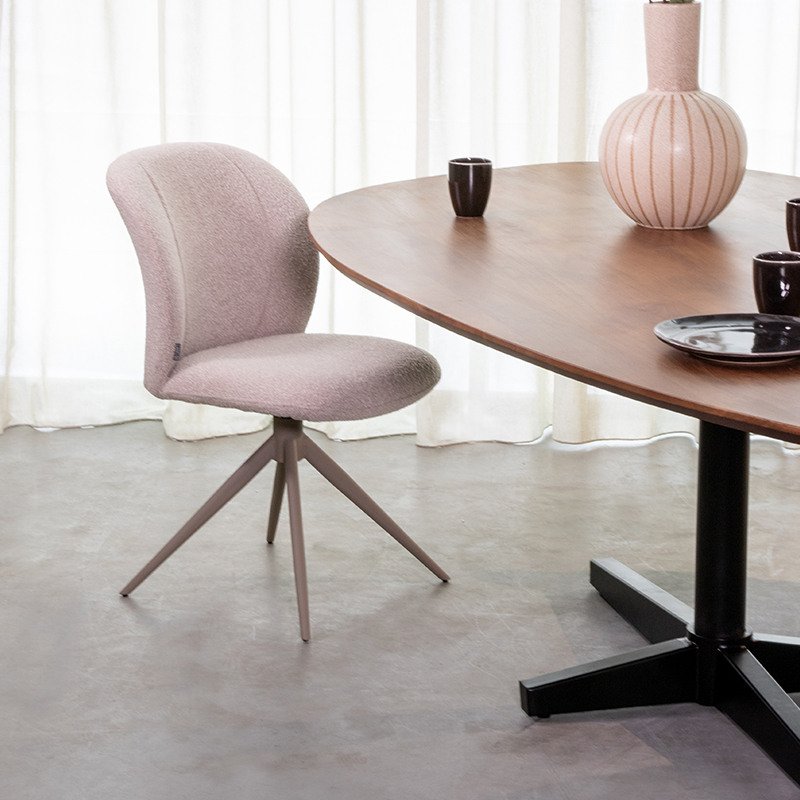 LABEL51 Eetkamerstoel Kimo - Naturel - - Taupe Metalen Frame