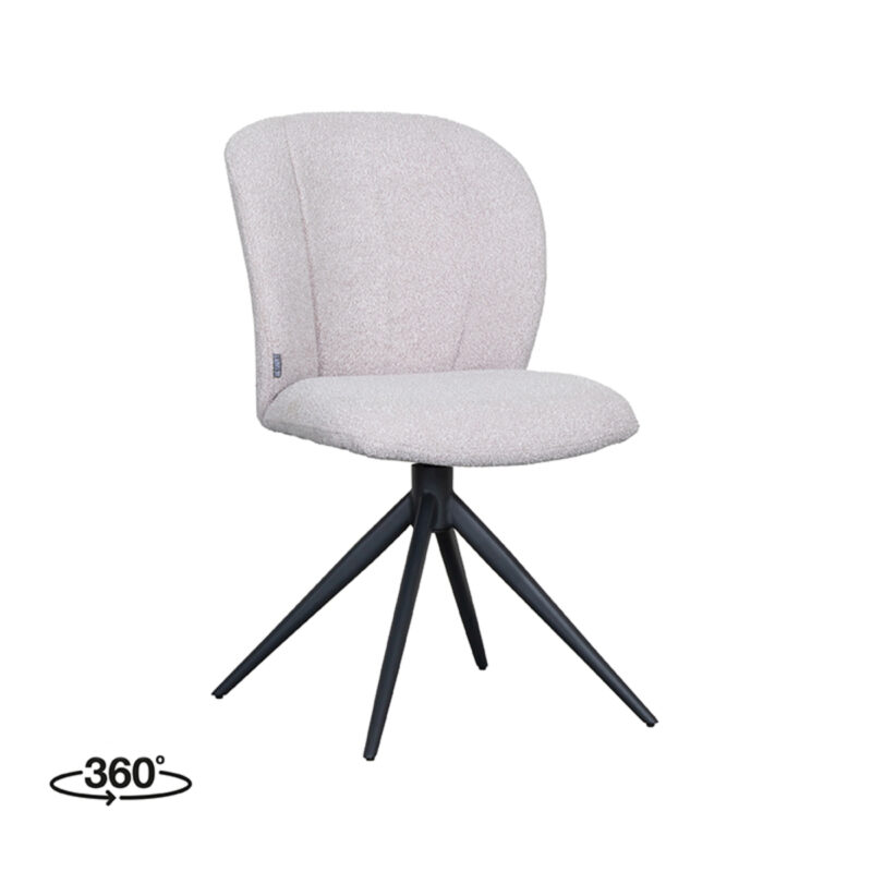 LABEL51 Eetkamerstoel Kimo - Naturel - - Zwart Metalen Frame Kimo