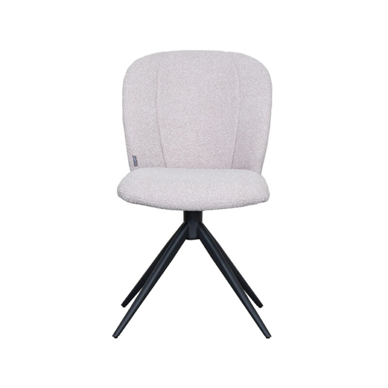 LABEL51 Eetkamerstoel Kimo - Naturel - - Zwart Metalen Frame