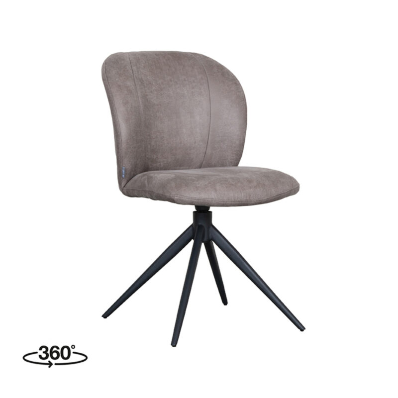 LABEL51 Eetkamerstoel Kimo - Taupe - - Zwart Metalen Frame Kimo