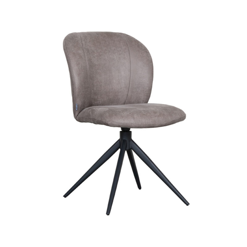 LABEL51 Eetkamerstoel Kimo - Taupe - - Zwart Metalen Frame