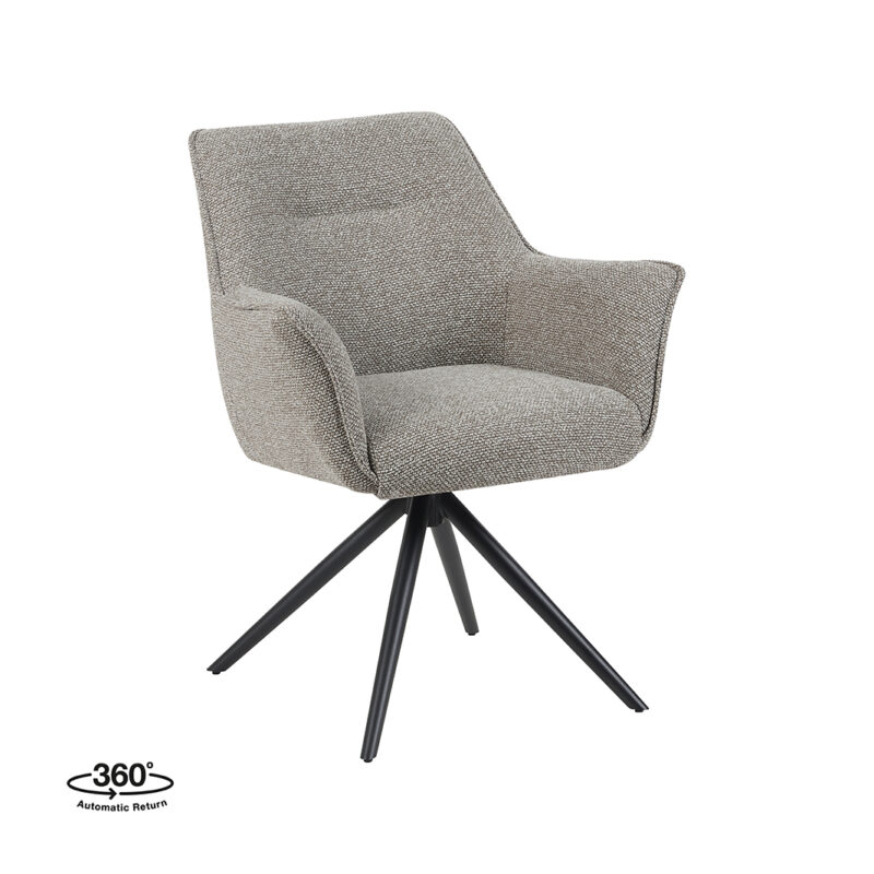 LABEL51 Eetkamerstoel Kimora - Mushroom - - Zwart Metalen Frame