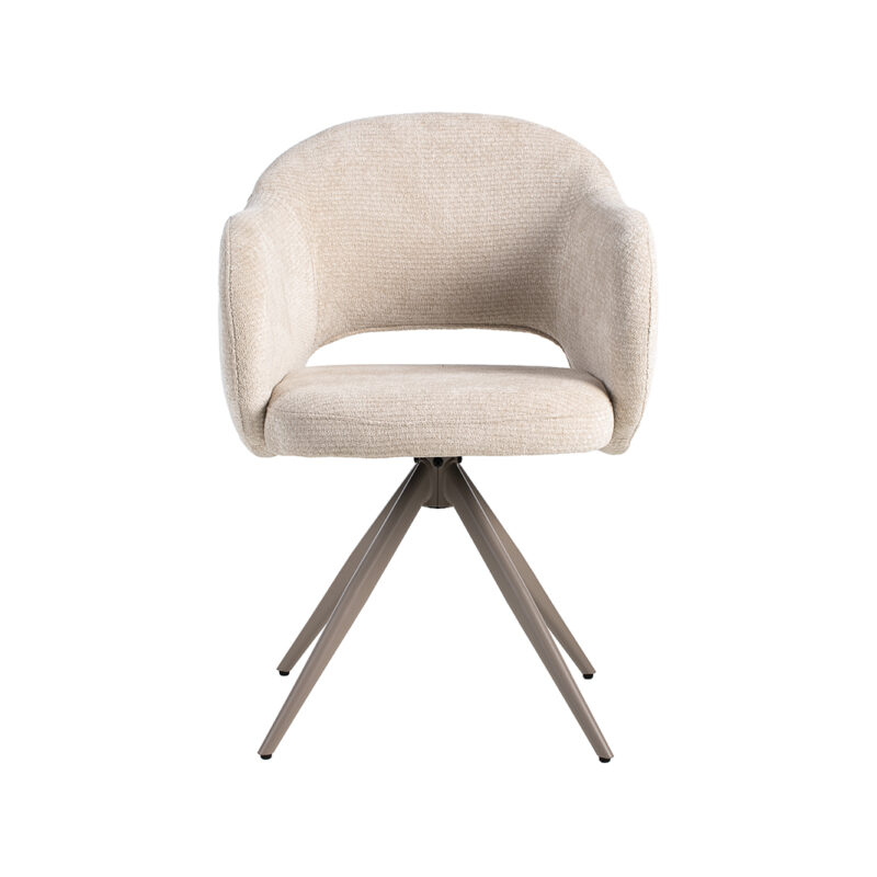 LABEL51 Eetkamerstoel Lela - Naturel - - Taupe Metalen Frame Lela