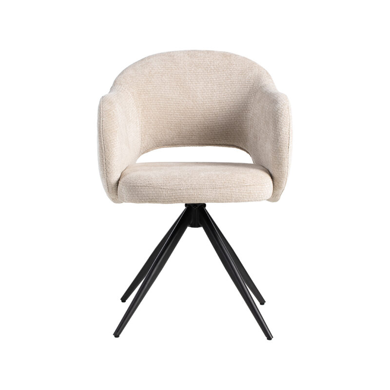 LABEL51 Eetkamerstoel Lela - Naturel - - Zwart Metalen Frame Lela