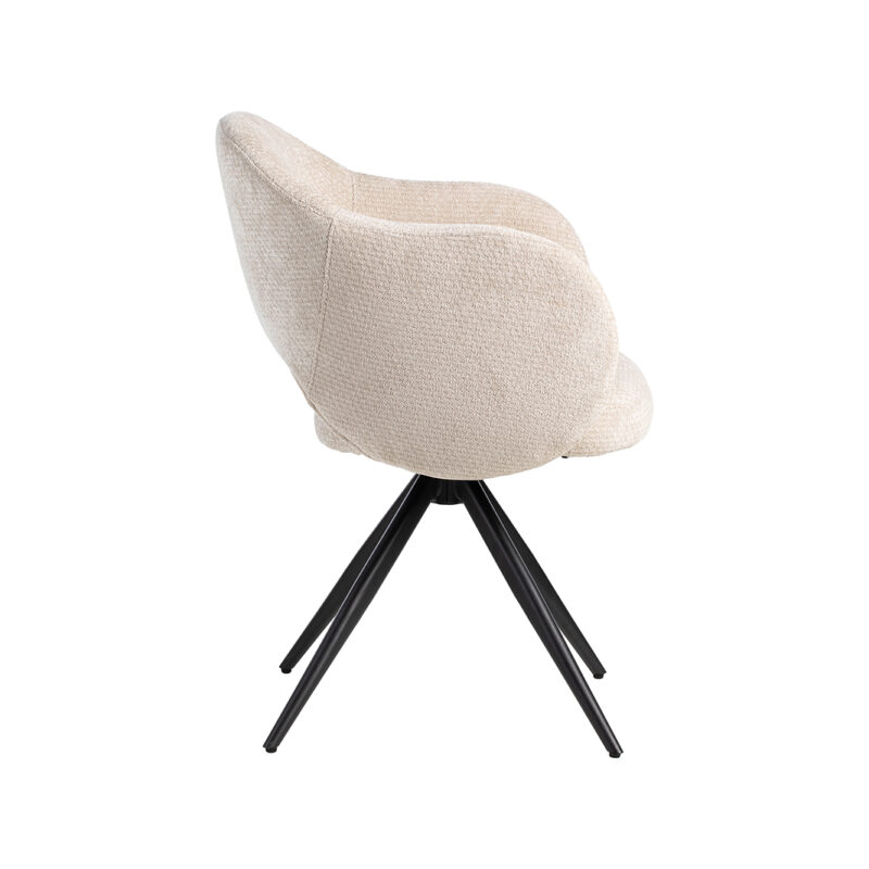 LABEL51 Eetkamerstoel Lela - Naturel - - Zwart Metalen Frame