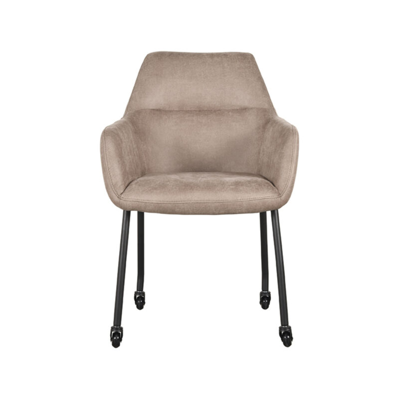 LABEL51 Eetkamerstoel Lenny - Taupe - - Zwart Metalen Frame