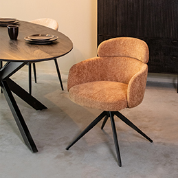 LABEL51 Eetkamerstoel Levi - Cognac - Elite - Zwart Metalen Frame