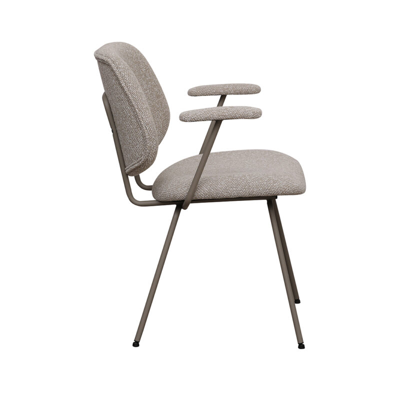 LABEL51 Eetkamerstoel Loreto - Naturel - - Taupe Metalen Frame