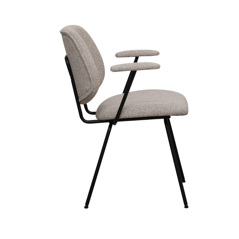 LABEL51 Eetkamerstoel Loreto - Naturel - - Zwart Metalen Frame