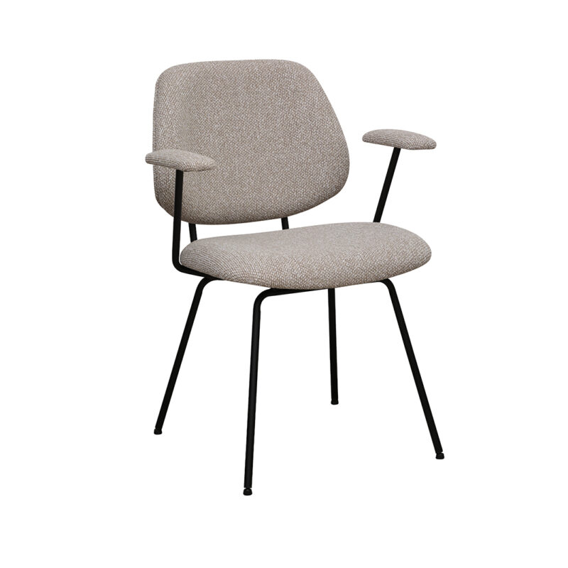 LABEL51 Eetkamerstoel Loreto - Naturel - - Zwart Metalen Frame