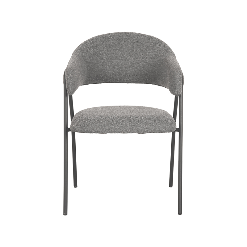 LABEL51 Eetkamerstoel Lowen - Grijs - - Zwart Metalen Frame Lowen