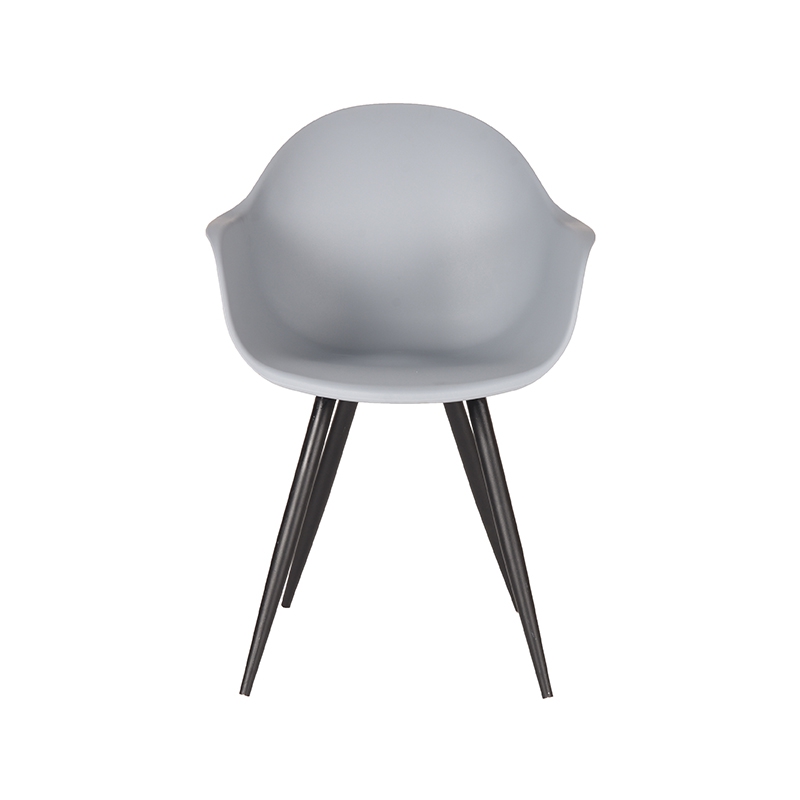 LABEL51 Eetkamerstoel Luca - Grijs - PP - Zwart Metalen Frame Luca