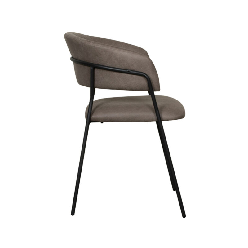LABEL51 Eetkamerstoel Luuk - Taupe - - Zwart Metalen Frame
