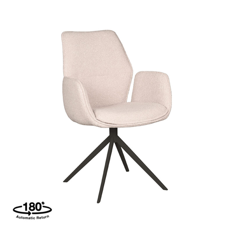 LABEL51 Eetkamerstoel Mellow - Naturel - - Zwart Metalen Frame