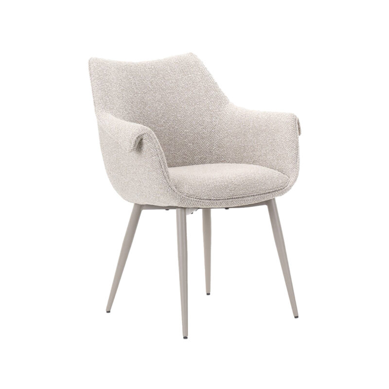 LABEL51 Eetkamerstoel Mirai - Naturel - - Taupe Metalen Frame Mirai