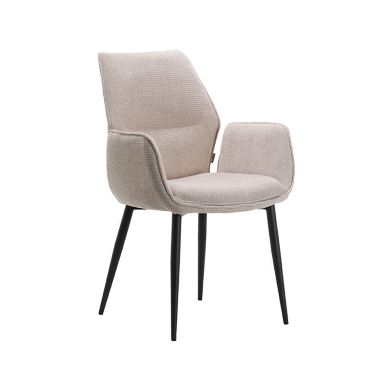 LABEL51 Eetkamerstoel Morris - Naturel - - Zwart Metalen Frame Morris